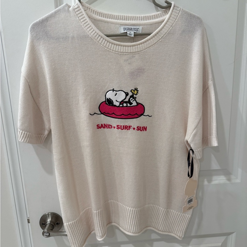 Peanuts Cream Snoopy Knit Top